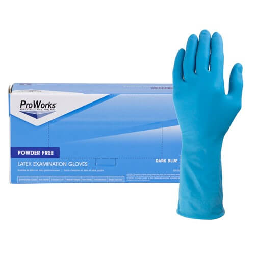 Blue, latex gloves