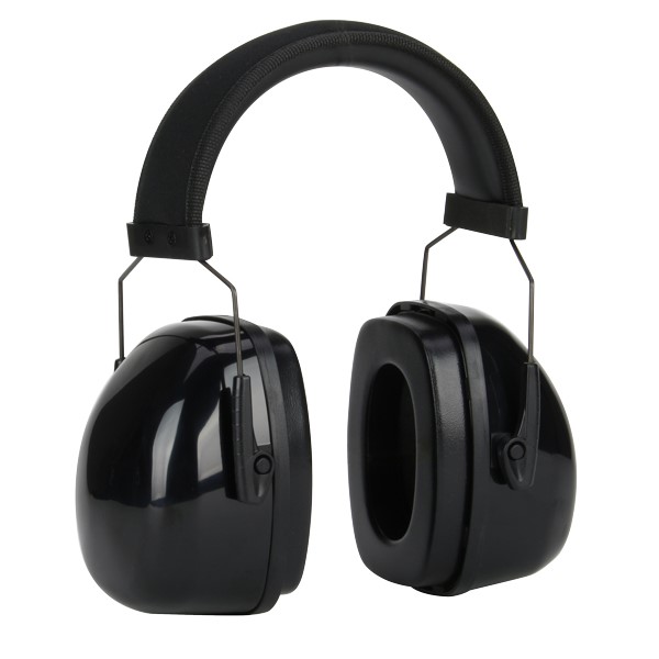 Black, noise cancelling ear muffs