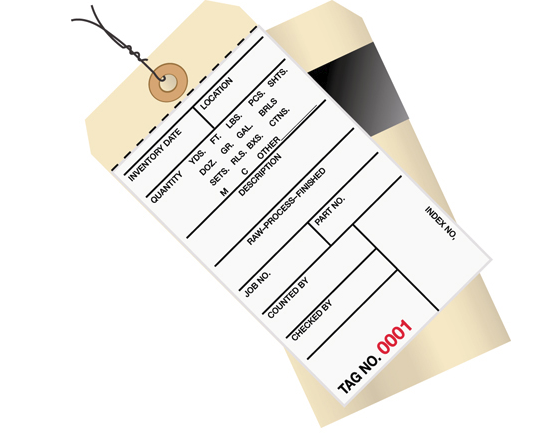Order inventory with two-part numbered tags. Pre-wired carbon inventory tags