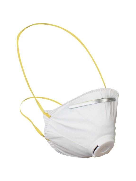 White, face mask with respirator and ear loops