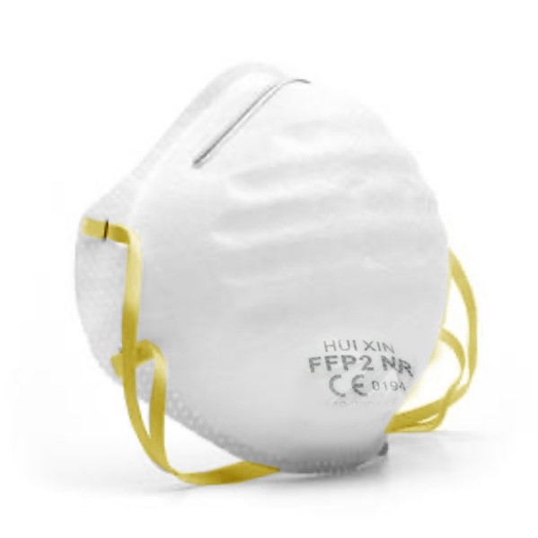 White, disposable face mask respirator