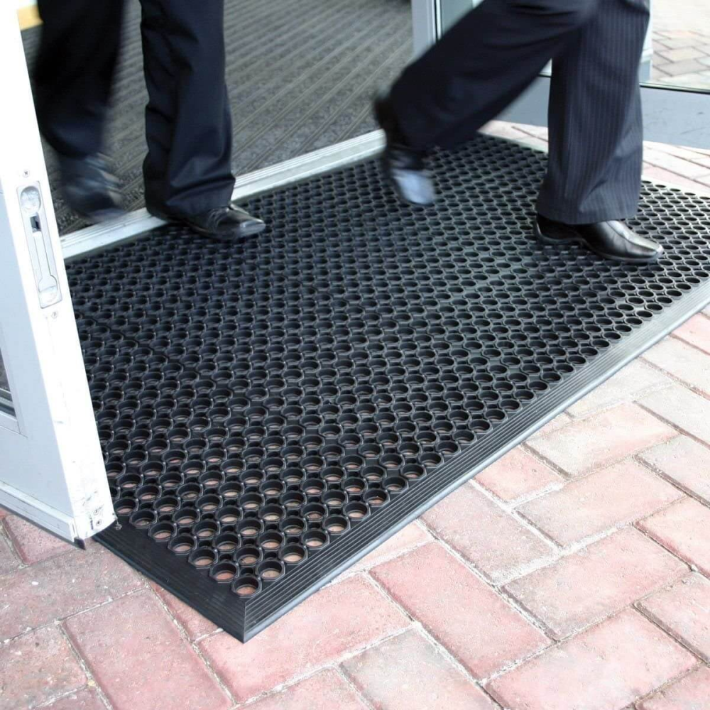 Black, exterior entrance mat