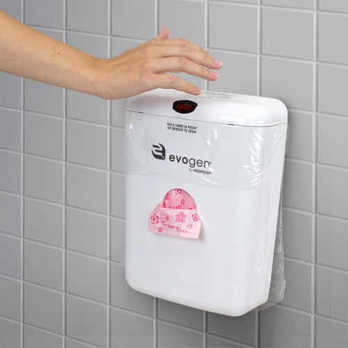 No touch menstrual care receptacle